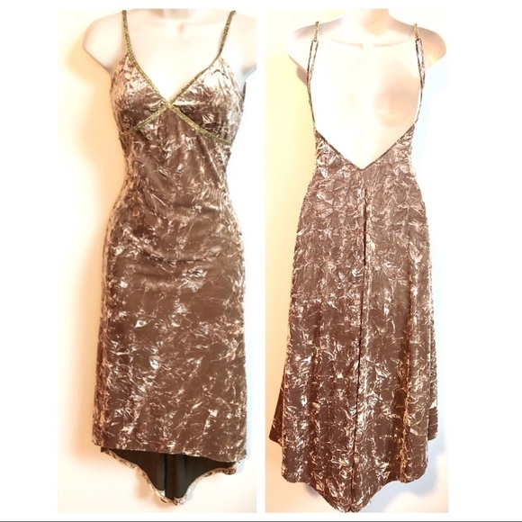 🆕 Alexia Admor high low champagne velour dress - Picture 1 of 8